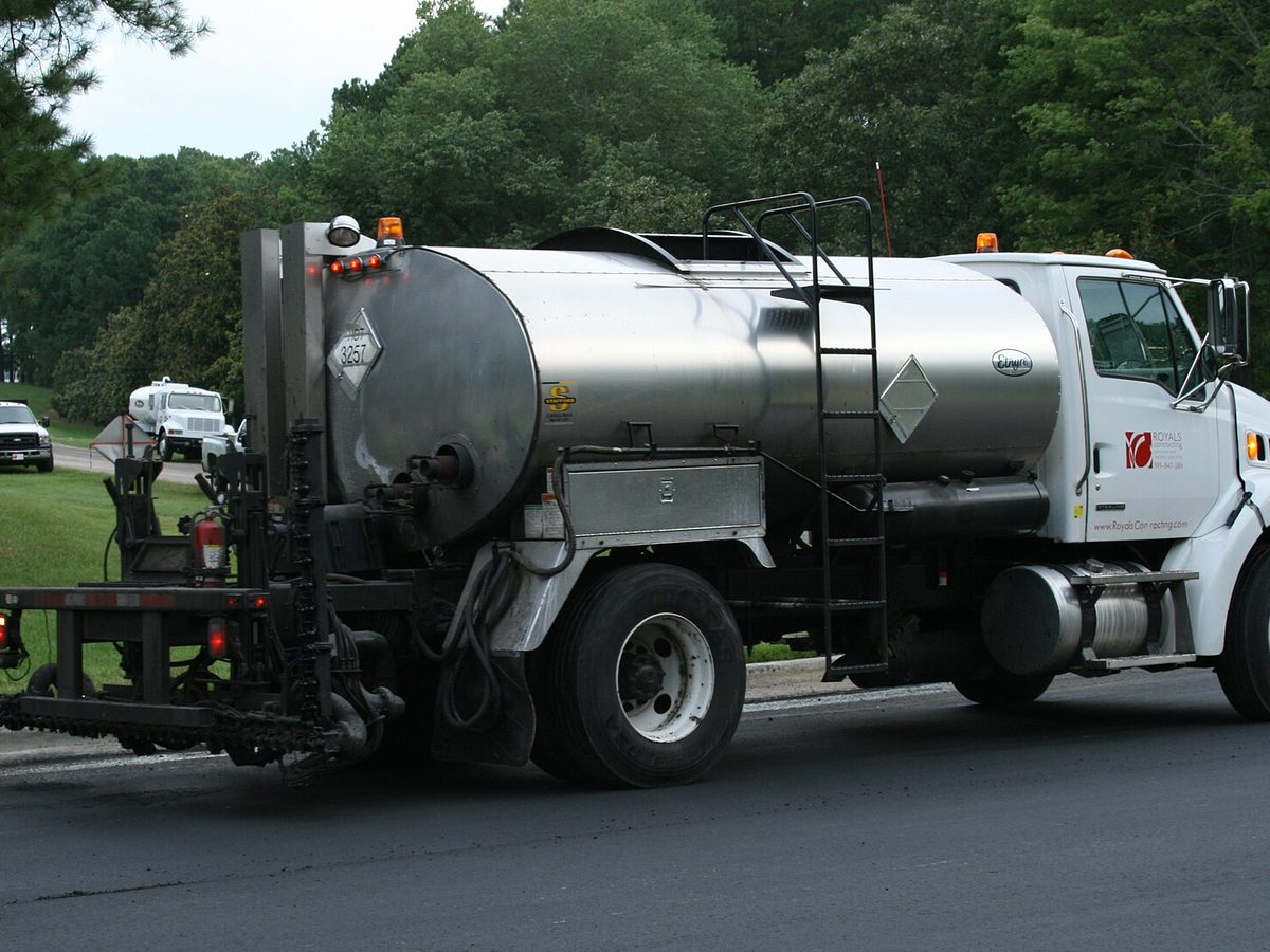 Water tanker truck photographed side-on